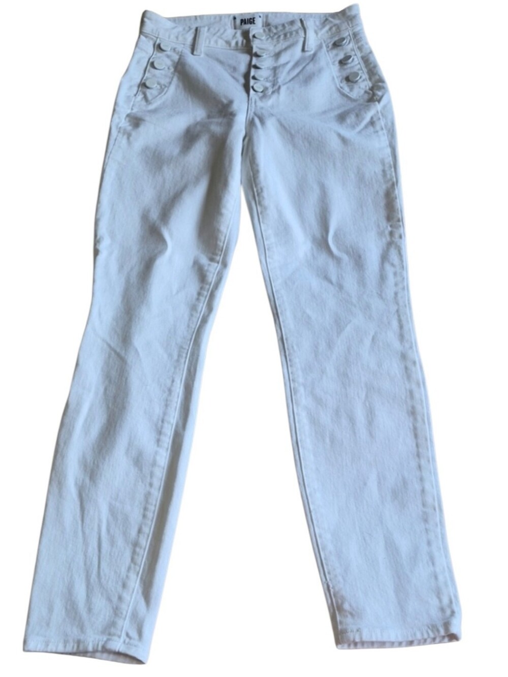 PAIGE Emmie Ankle White Stretch Jeans Size 27 Skinny Denim